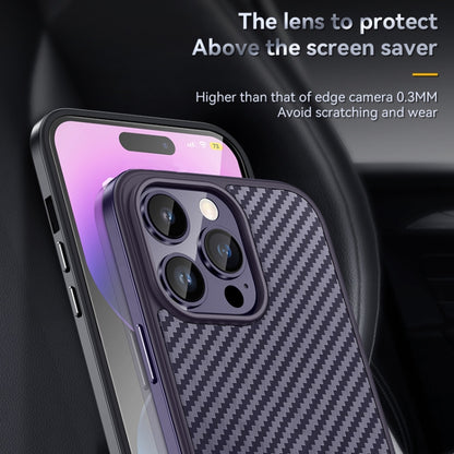 For iPhone 14 Pro Max SULADA Carbon Fiber Textured Shockproof Metal + TPU Frame Case(Dark Purple) - iPhone 14 Pro Max Cases by SULADA | Online Shopping South Africa | PMC Jewellery | Buy Now Pay Later Mobicred