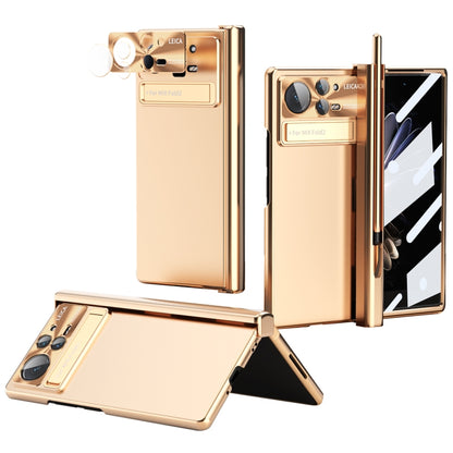 For Xiaomi Mix Fold 2 Electroplating Hinged Folding Phone Case with S Pen Fold Edtion(Gold) - Xiaomi Cases by PMC Jewellery | Online Shopping South Africa | PMC Jewellery