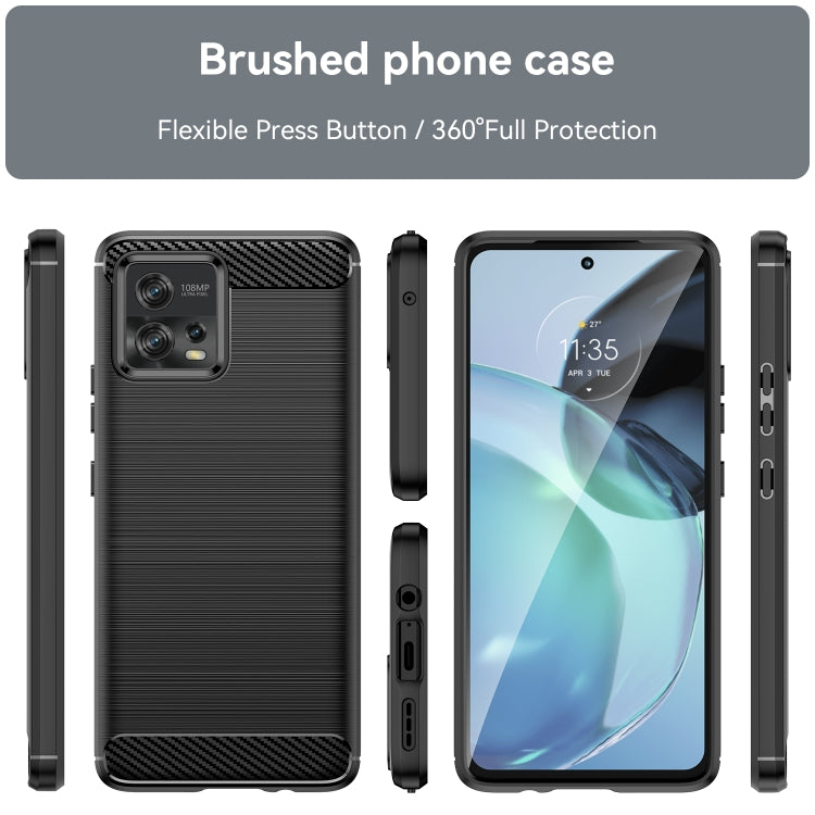 For Motorola Moto G72 5G Brushed Texture Carbon Fiber TPU Phone Case(Black) - Motorola Cases by PMC Jewellery | Online Shopping South Africa | PMC Jewellery