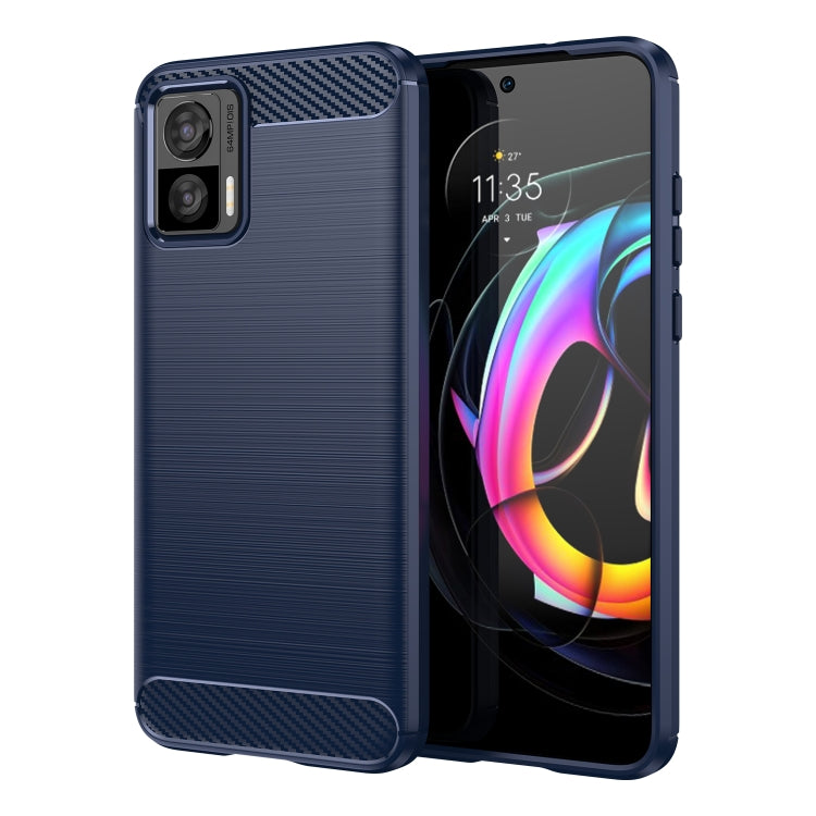 For Motorola Edge 30 Neo Brushed Texture Carbon Fiber TPU Phone Case(Blue) - Motorola Cases by PMC Jewellery | Online Shopping South Africa | PMC Jewellery