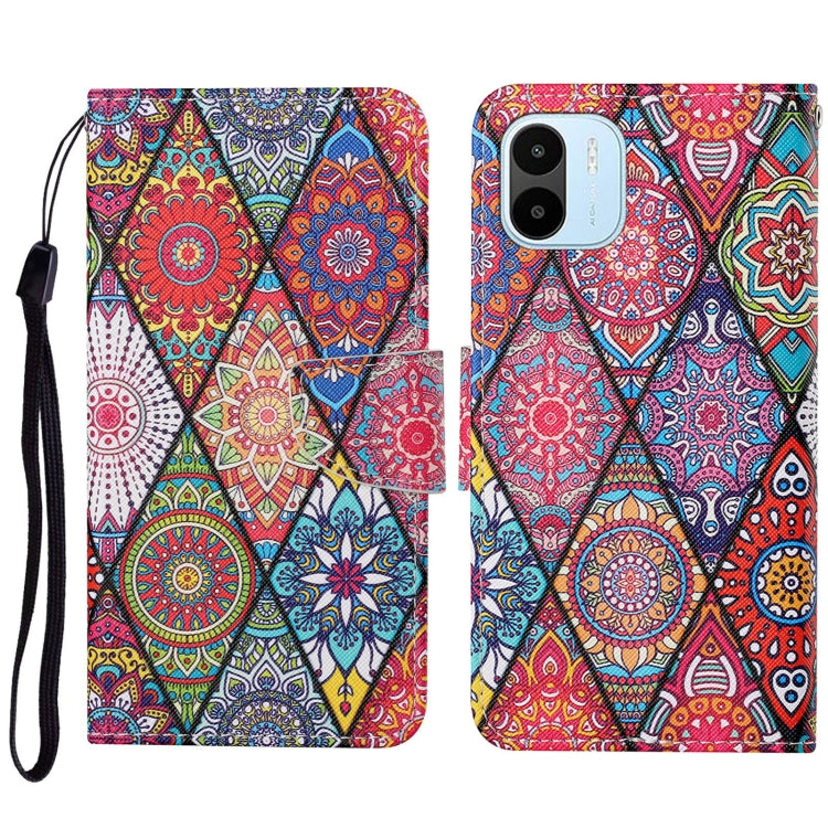 For Xiaomi Redmi A1 Colored Drawing Pattern Leather Phone Case(Diamond Totem) - Xiaomi Cases by PMC Jewellery | Online Shopping South Africa | PMC Jewellery