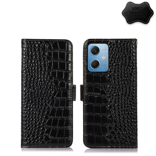 For Xiaomi Redmi Note 12 China Crocodile Top Layer Cowhide Leather Phone Case(Black) - Note 12 Cases by PMC Jewellery | Online Shopping South Africa | PMC Jewellery