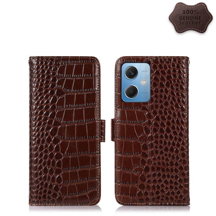 For Xiaomi Redmi Note 12 China Crocodile Top Layer Cowhide Leather Phone Case(Brown) - Note 12 Cases by PMC Jewellery | Online Shopping South Africa | PMC Jewellery