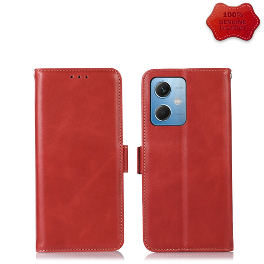 For Xiaomi Redmi Note 12 China Crazy Horse Top Layer Cowhide Leather Phone Case(Red) - Note 12 Cases by PMC Jewellery | Online Shopping South Africa | PMC Jewellery