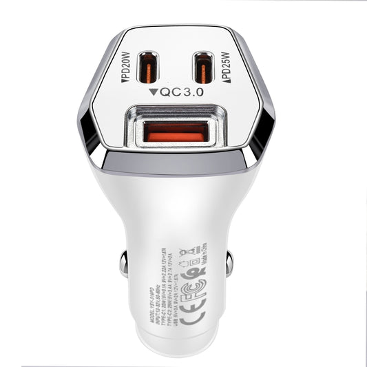 ACC-319PD 45W USB+Dual Type-C Fast Charge Car Charger(White) - Car Charger by PMC Jewellery | Online Shopping South Africa | PMC Jewellery