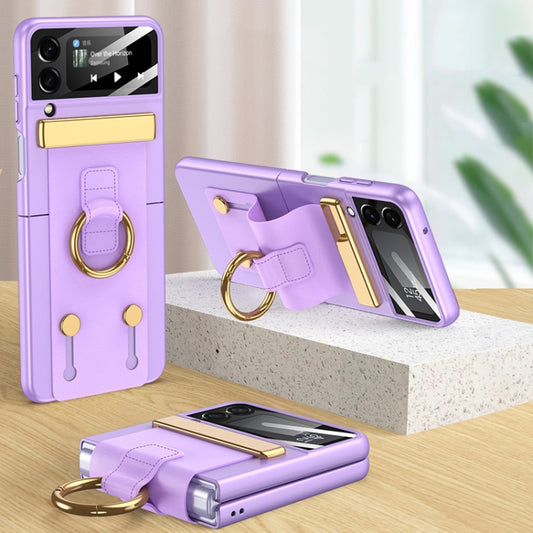 For Samsung Galaxy Z Flip4 GKK Ultrathin Shockproof Phone Case with Ring Holder / Wrist Strap(Purple) - Galaxy Z Flip4 5G Cases by GKK | Online Shopping South Africa | PMC Jewellery | Buy Now Pay Later Mobicred