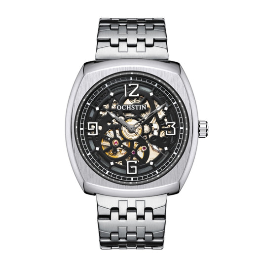 OCHSTIN 7262 Masterpiece Series Mechanical Steel Band Men Watch(Silver Black) - Metal Strap Watches by OCHSTIN | Online Shopping South Africa | PMC Jewellery | Buy Now Pay Later Mobicred