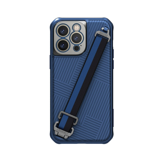 For iPhone 14 Pro Max NILLKIN Full Coverage Phone Case with Wrist Strap(Blue) - iPhone 14 Pro Max Cases by NILLKIN | Online Shopping South Africa | PMC Jewellery | Buy Now Pay Later Mobicred