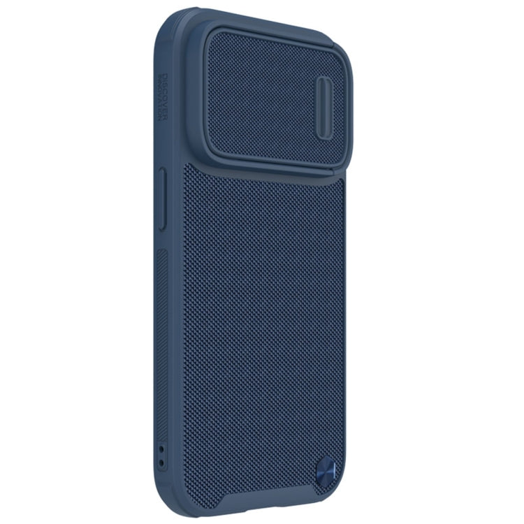 For iPhone 14 Pro NILLKIN Texture MagSafe Camshield PC + TPU Phone Case(Blue) - iPhone 14 Pro Cases by NILLKIN | Online Shopping South Africa | PMC Jewellery