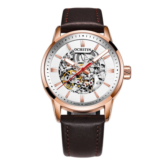 OCHSTIN 62001B Master Series Hollow Mechanical Men Watch(Gold-Brown) - Leather Strap Watches by OCHSTIN | Online Shopping South Africa | PMC Jewellery | Buy Now Pay Later Mobicred