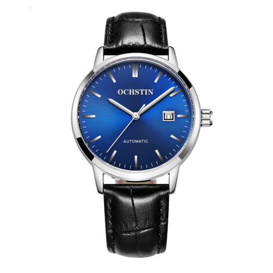 OCHSTIN 62025C Master Series Date  Mechanical Men Watch(Black-Blue) - Leather Strap Watches by OCHSTIN | Online Shopping South Africa | PMC Jewellery | Buy Now Pay Later Mobicred