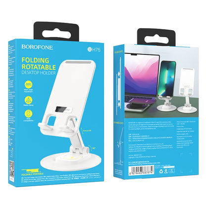 Borofone BH75 Flawless Foldable Rotating Desktop Mobile Phone Tablet Holder(White) - Desktop Holder by Borofone | Online Shopping South Africa | PMC Jewellery