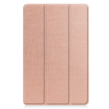 For Lenovo Tab P11 Gen 2 Custer Pure Color 3-Fold Holder Leather Smart Tablet Case(Rose Gold) - For Lenovo by PMC Jewellery | Online Shopping South Africa | PMC Jewellery