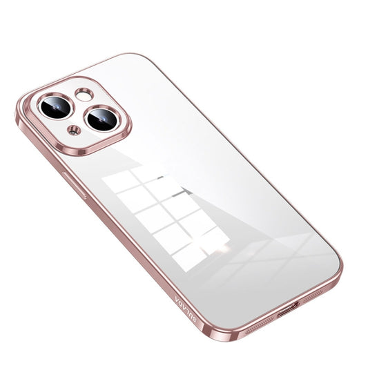 For iPhone 14 SULADA Shine Through Series Plating TPU Transparent Phone Protective Case(Pink) - iPhone 14 Cases by SULADA | Online Shopping South Africa | PMC Jewellery | Buy Now Pay Later Mobicred