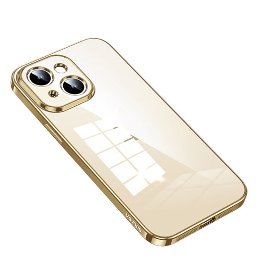 For iPhone 14 Plus SULADA Shine Through Series Plating TPU Transparent Phone Protective Case(Gold) - iPhone 14 Plus Cases by SULADA | Online Shopping South Africa | PMC Jewellery