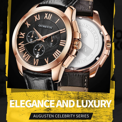 OCHSTIN 6059B Augustine Celebrity Series Multifunctional Quartz Waterproof Men Watch(Silver+Coffee) - Leather Strap Watches by OCHSTIN | Online Shopping South Africa | PMC Jewellery | Buy Now Pay Later Mobicred