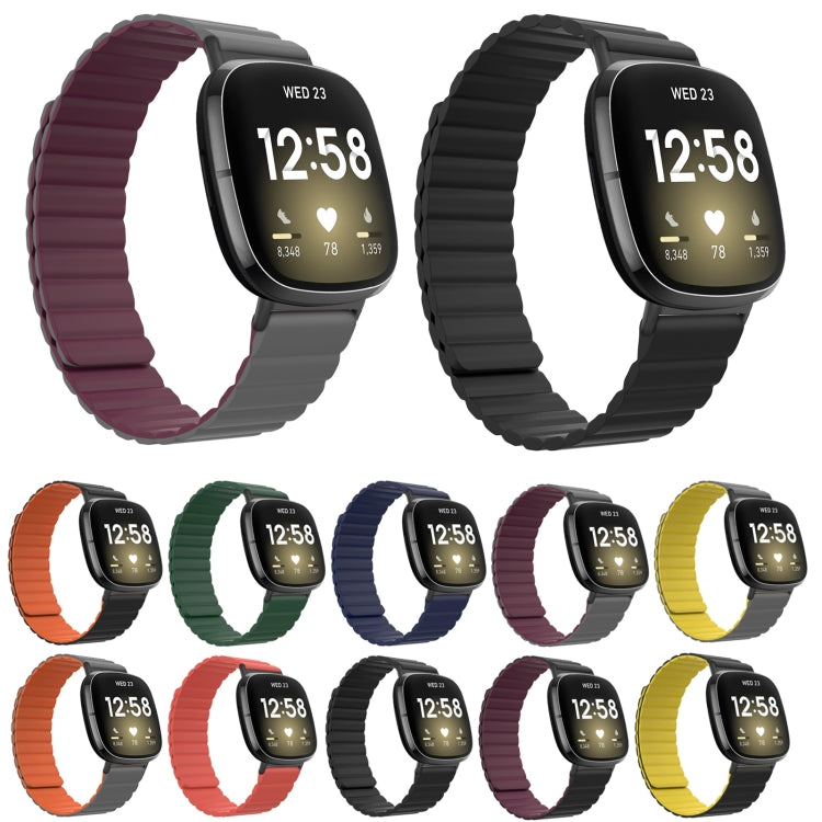 For Fitbit Versa 3 / Sense Universal Magnetic Silicone Watch Band(Black Orange) - free shipping - PMC TechLife - Order now!