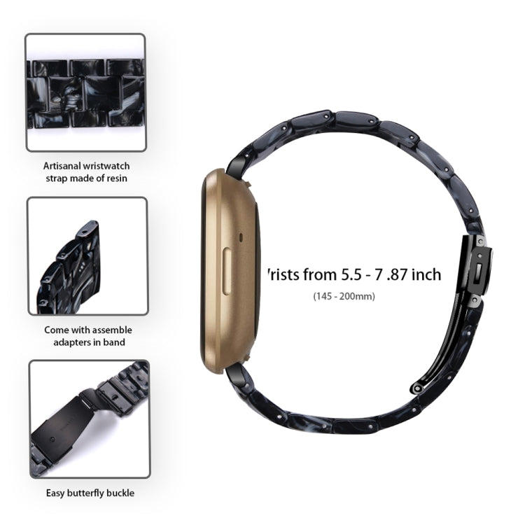 For Fitbit Versa 3 / Sense Universal Resin Watch Band(Black Flower) - free shipping - PMC TechLife - Order now!
