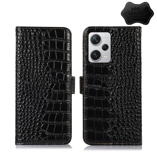 For Xiaomi Redmi Note 12 Pro+ China Magnetic Crocodile Texture Genuine Leather RFID Phone Case(Black) - Note 12 Pro+ Cases by PMC Jewellery | Online Shopping South Africa | PMC Jewellery