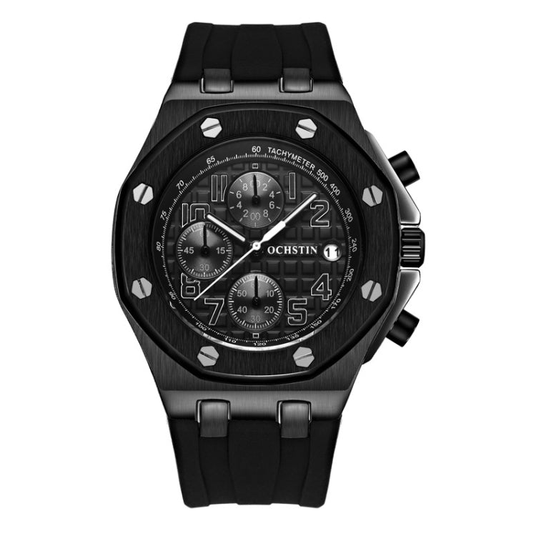 OCHSTIN 6100A Multifunctional Quartz Waterproof TPU Strap Men Watch(Black 02) - Leather Strap Watches by OCHSTIN | Online Shopping South Africa | PMC Jewellery | Buy Now Pay Later Mobicred