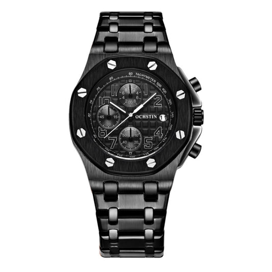 OCHSTIN 6100D Multifunctional Quartz Waterproof Luminous Steel Strap Men Watch(Black 01) - Metal Strap Watches by OCHSTIN | Online Shopping South Africa | PMC Jewellery | Buy Now Pay Later Mobicred