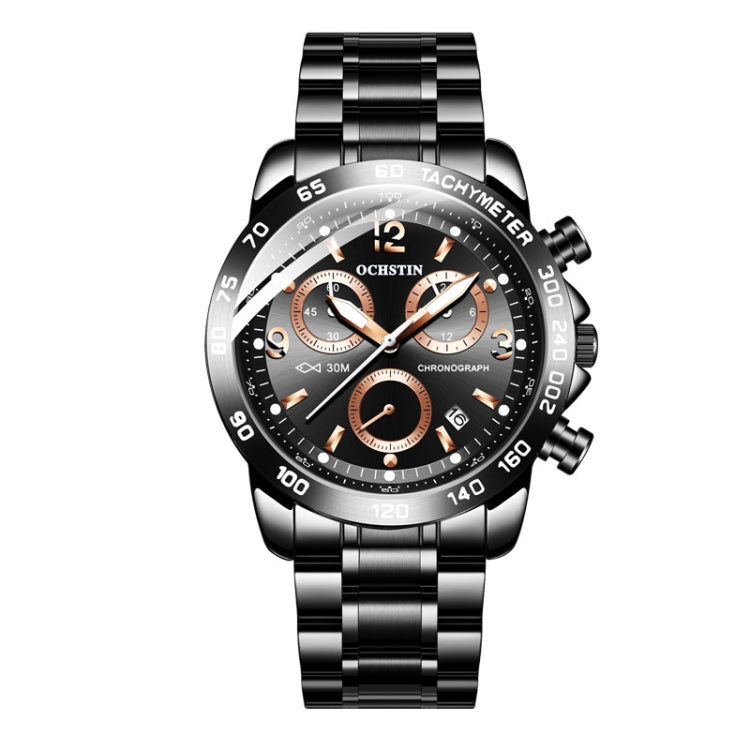 OCHSTIN 6123B Multifunctional Quartz Waterproof Luminous Steel Strap Men Watch(Black 02) - Metal Strap Watches by OCHSTIN | Online Shopping South Africa | PMC Jewellery | Buy Now Pay Later Mobicred