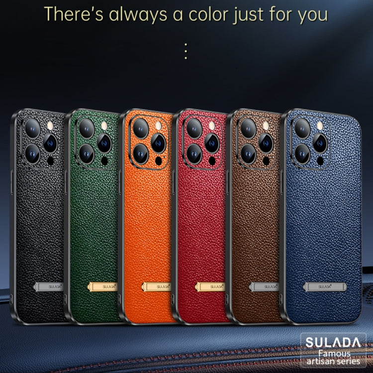 For iPhone 14 SULADA Invisible Bracket Leather Back Cover Phone Case(Blue) - iPhone 14 Cases by SULADA | Online Shopping South Africa | PMC TechLife | Buy Now Pay Later Mobicred