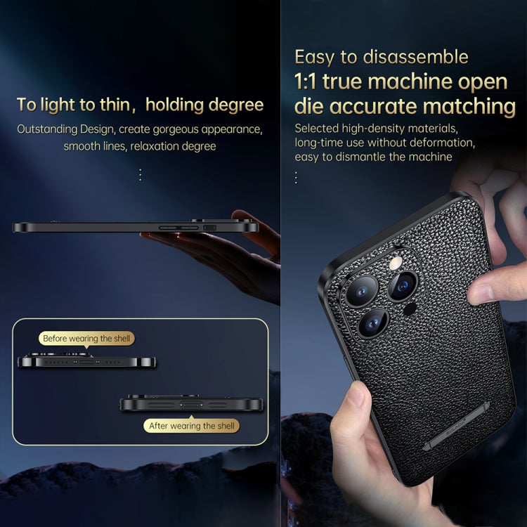 For iPhone 14 SULADA Invisible Bracket Leather Back Cover Phone Case(Blue) - iPhone 14 Cases by SULADA | Online Shopping South Africa | PMC TechLife | Buy Now Pay Later Mobicred