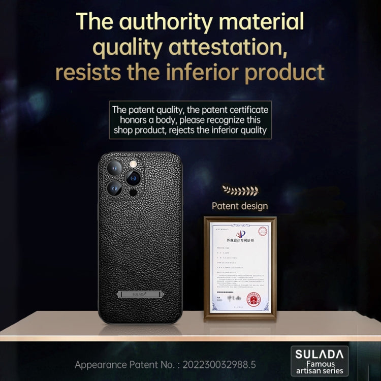For iPhone 14 SULADA Invisible Bracket Leather Back Cover Phone Case(Blue) - iPhone 14 Cases by SULADA | Online Shopping South Africa | PMC TechLife | Buy Now Pay Later Mobicred