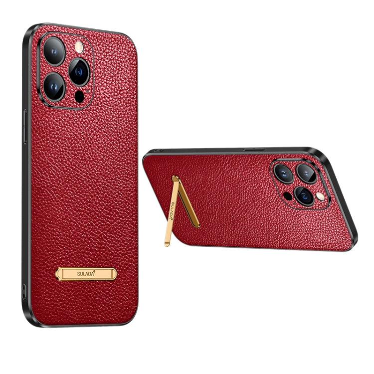 For iPhone 13 SULADA Invisible Bracket Leather Back Cover Phone Case(Red) - iPhone 13 Cases by SULADA | Online Shopping South Africa | PMC TechLife | Buy Now Pay Later Mobicred