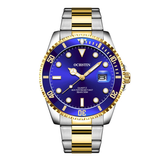 OCHSTIN 7019A Multifunctional Quartz Waterproof Luminous Steel Strap Men Watch(Blue+Gold) - Metal Strap Watches by OCHSTIN | Online Shopping South Africa | PMC Jewellery | Buy Now Pay Later Mobicred