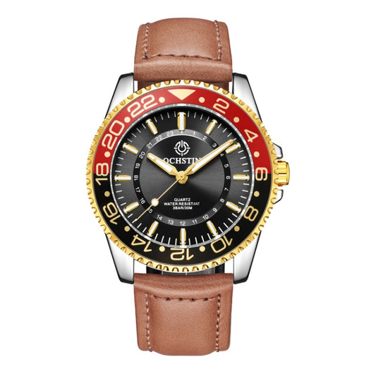 OCHSTIN 7019G Multifunctional Quartz Waterproof Luminous Men Leather Watch(Brown) - Leather Strap Watches by OCHSTIN | Online Shopping South Africa | PMC Jewellery | Buy Now Pay Later Mobicred