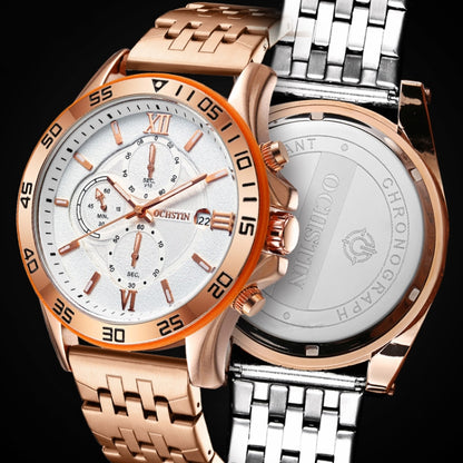 OCHSTIN 7257 Fashion Steel Strap Multifunctional Quartz Men Watch(Rose Gold White) - Metal Strap Watches by OCHSTIN | Online Shopping South Africa | PMC Jewellery | Buy Now Pay Later Mobicred