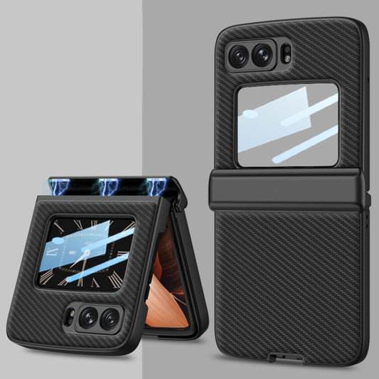 For Motorola Razr 2022 GKK Magnetic Folding Shockproof Leather Phone Case(Carbon Fibre) - Motorola Cases by GKK | Online Shopping South Africa | PMC Jewellery