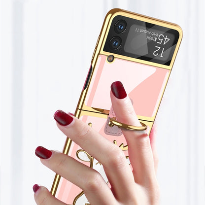 For Samsung Galaxy Z Flip4 GKK Electroplated Integrated Shockproof Phone Case with Ring Holder(Pink) - Galaxy Z Flip4 5G Cases by GKK | Online Shopping South Africa | PMC Jewellery