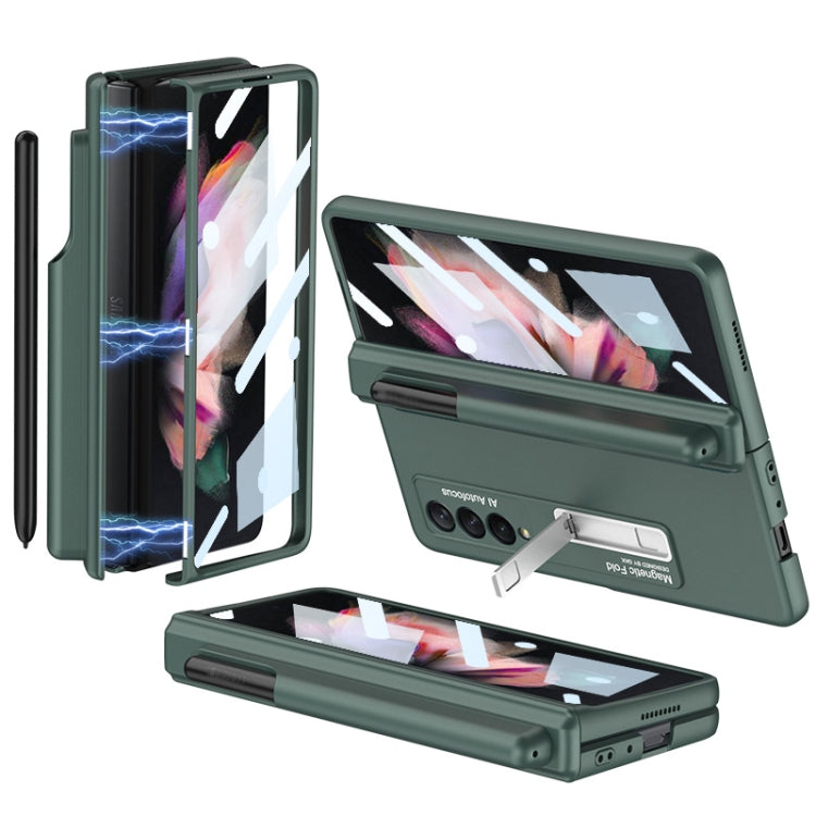 For Samsung Galaxy Z Fold3 5G GKK Full Coverage Magnetic Fold Hinge Shockproof Phone Case with Pen Slots(Green) - Galaxy Phone Cases by GKK | Online Shopping South Africa | PMC Jewellery | Buy Now Pay Later Mobicred