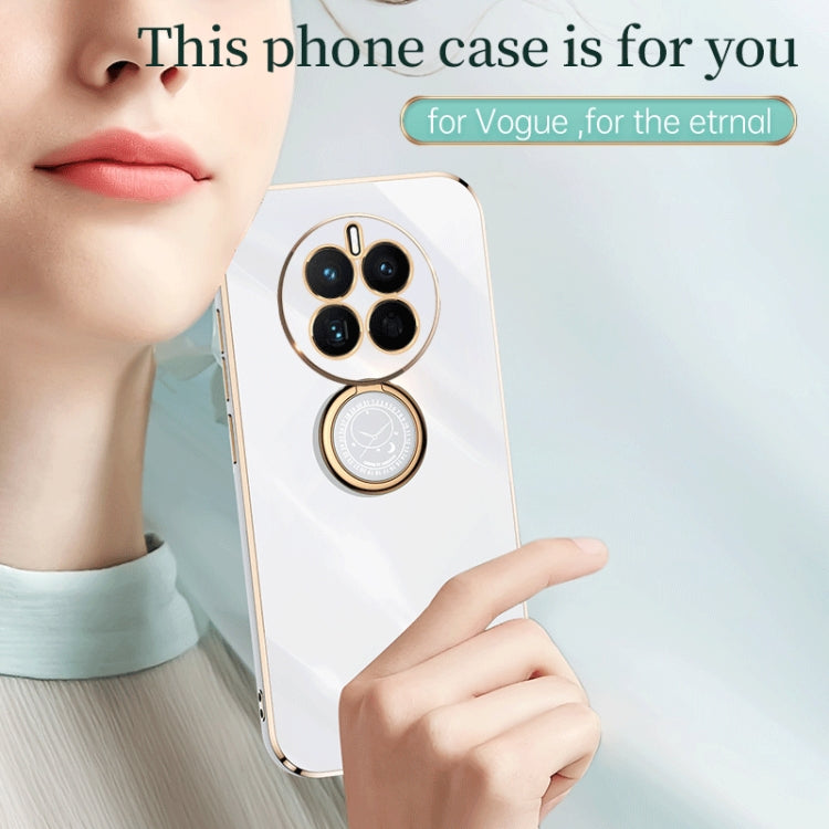 For Huawei nova 10 XINLI Straight Edge 6D Electroplate TPU Phone Case with Ring Holder(White) - Huawei Cases by PMC Jewellery | Online Shopping South Africa | PMC Jewellery