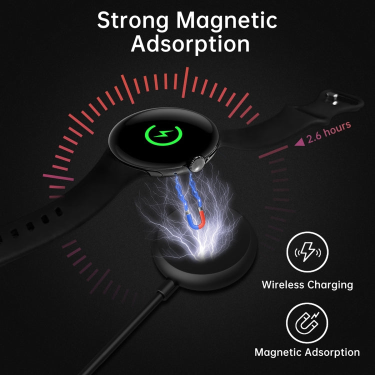 For Google Pixel Watch USB Port Smart Watch Magnetic Charging Cable, Length: 1m(Black) - Other by PMC TechLife | Online Shopping South Africa | PMC TechLife | Buy Now Pay Later Mobicred
