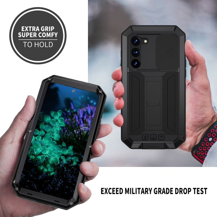 For Samsung Galaxy S23+ 5G R-JUST Sliding Camera Design Life Waterproof Dustproof Shockproof Phone Case(Black) - Galaxy S23+ 5G Cases by R-JUST | Online Shopping South Africa | PMC Jewellery | Buy Now Pay Later Mobicred