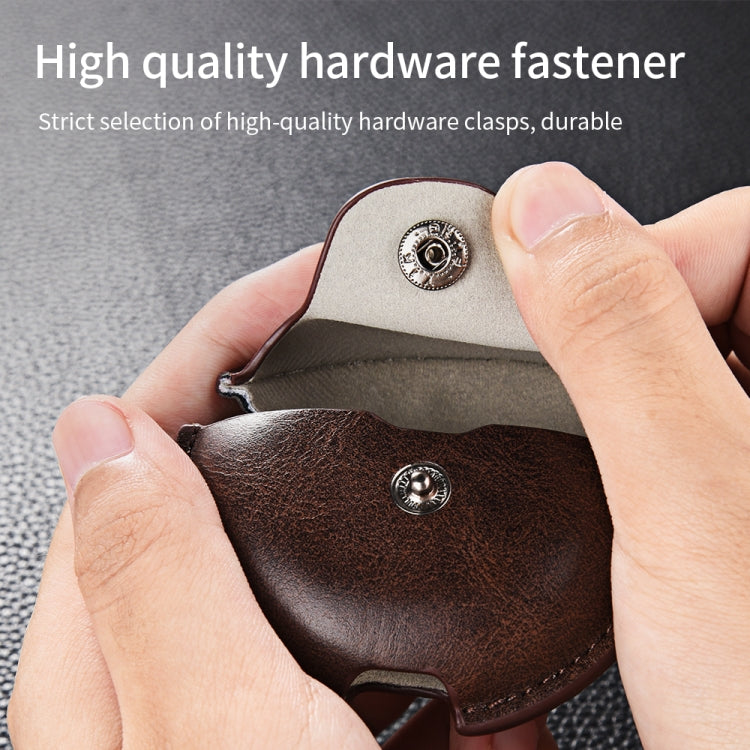 For Huawei FreeBuds 4 / 4E Business Leather Earphone Protective Case with Hook(Dark Brown) - Huawei Earphone Case by PMC TechLife | Online Shopping South Africa | PMC TechLife | Buy Now Pay Later Mobicred