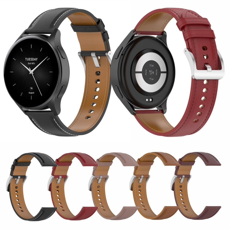 For Huawei Watch Buds/Xiaomi Watch S2 22mm Genuine Leather Watch Band(Red) - Watch Bands by PMC Jewellery | Online Shopping South Africa | PMC Jewellery | Buy Now Pay Later Mobicred