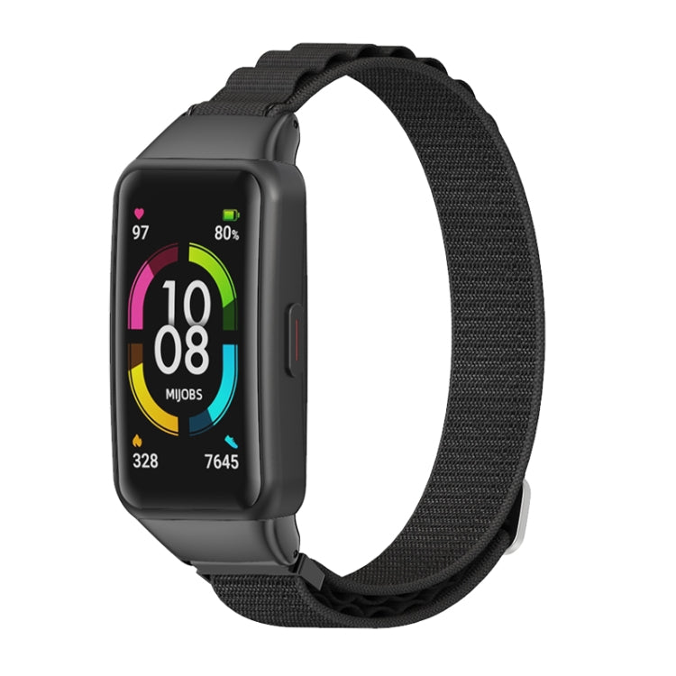 For Huawei Band 6 / Honor Band 6 / 7 MIJOBS Nylon Breathable Watch Band(Black) - Watch Bands by MIJOBS | Online Shopping South Africa | PMC Jewellery | Buy Now Pay Later Mobicred