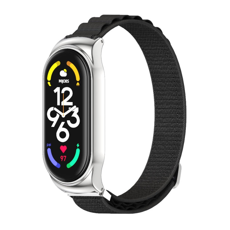 For Xiaomi Mi Band 6 / 5 / 4 / 3 MIJOBS CS Nylon Breathable Watch Band(Black Silver) - Watch Bands by MIJOBS | Online Shopping South Africa | PMC Jewellery | Buy Now Pay Later Mobicred