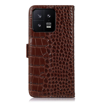 For Xiaomi 13 Crocodile Top Layer Cowhide Leather Phone Case(Brown) - 13 Cases by PMC Jewellery | Online Shopping South Africa | PMC Jewellery