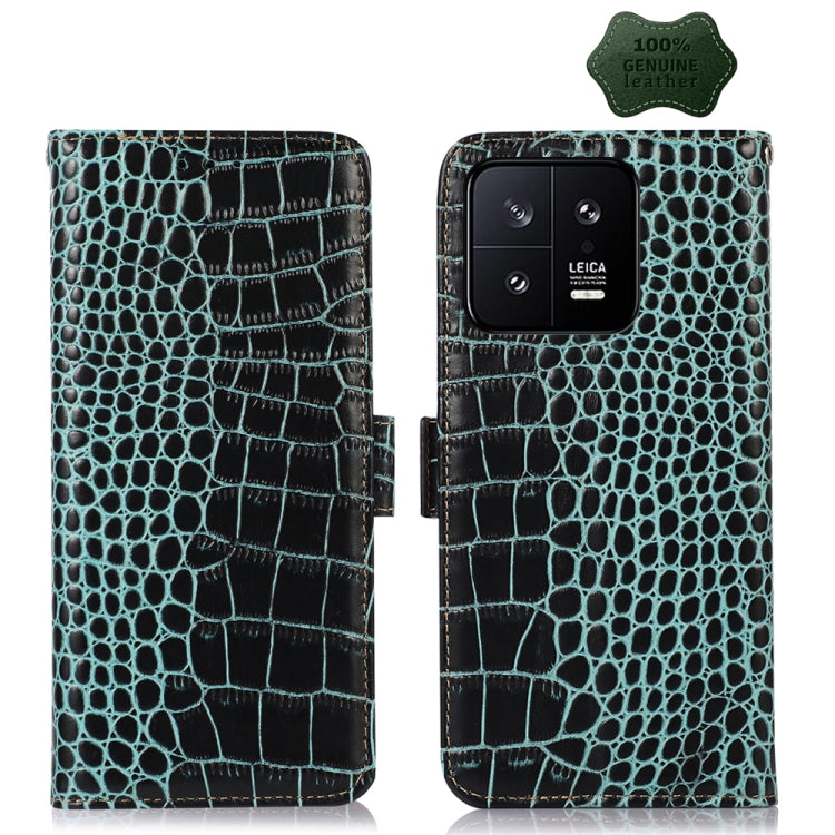 For Xiaomi 13 Crocodile Top Layer Cowhide Leather Phone Case(Green) - 13 Cases by PMC Jewellery | Online Shopping South Africa | PMC Jewellery