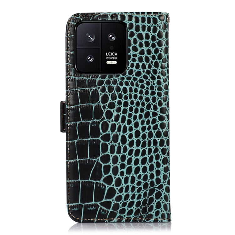 For Xiaomi 13 Crocodile Top Layer Cowhide Leather Phone Case(Green) - 13 Cases by PMC Jewellery | Online Shopping South Africa | PMC Jewellery