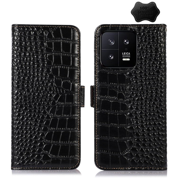 For Xiaomi 13 Crocodile Top Layer Cowhide Leather Phone Case(Black) - 13 Cases by PMC Jewellery | Online Shopping South Africa | PMC Jewellery