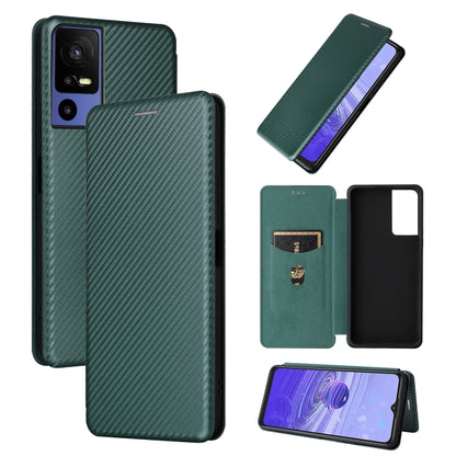 For TCL 40SE Carbon Fiber Texture Flip Leather Phone Case(Green) - More Brand by PMC Jewellery | Online Shopping South Africa | PMC Jewellery