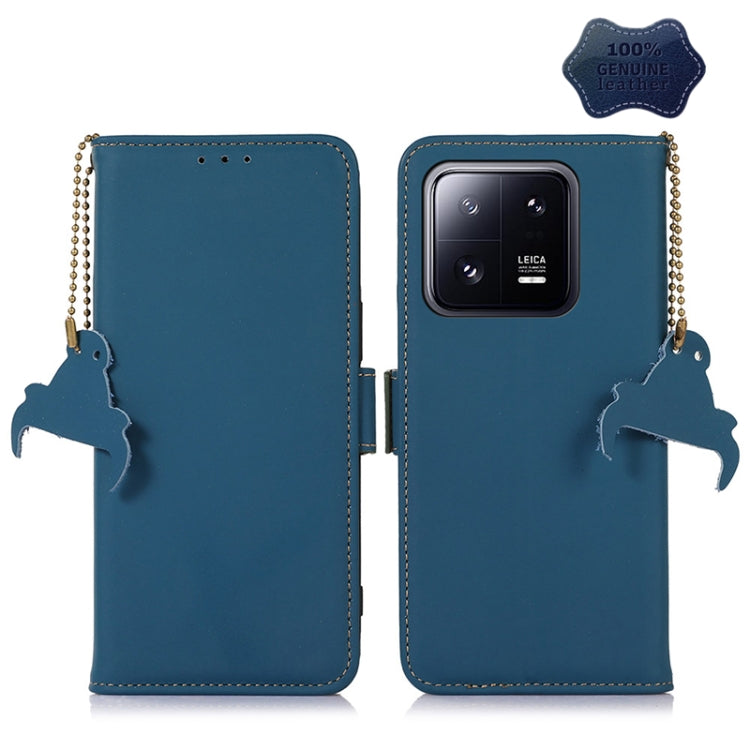 For Xiaomi 13 Pro Genuine Leather Magnetic RFID Leather Phone Case(Blue) - 13 Pro Cases by PMC Jewellery | Online Shopping South Africa | PMC Jewellery