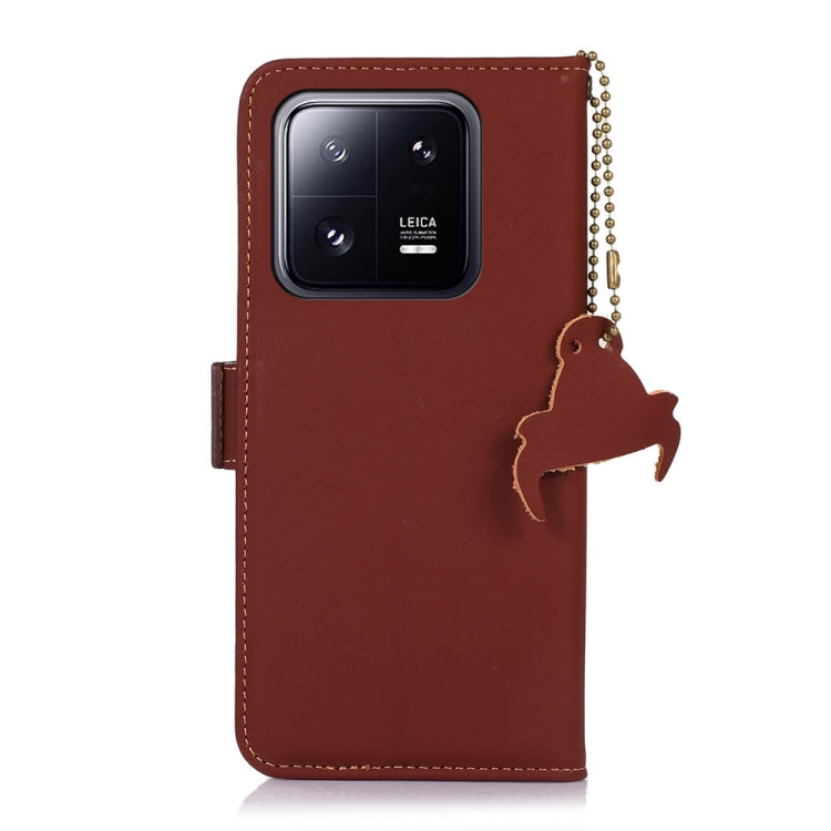 For Xiaomi 13 Pro Genuine Leather Magnetic RFID Leather Phone Case(Coffee) - 13 Pro Cases by PMC Jewellery | Online Shopping South Africa | PMC Jewellery